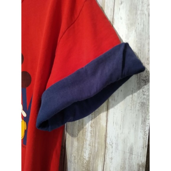 Vtg. T Shirt Disney Mickey Mouse Carolina Connection Rolled Sleeves SZ L Red USA - Picture 6 of 12